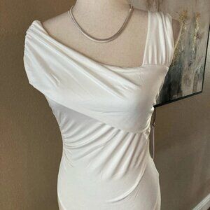 One shoulder bodysuit in white